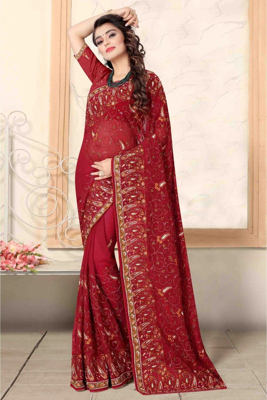 Red Colour Georgette Designer Saree SD1120727