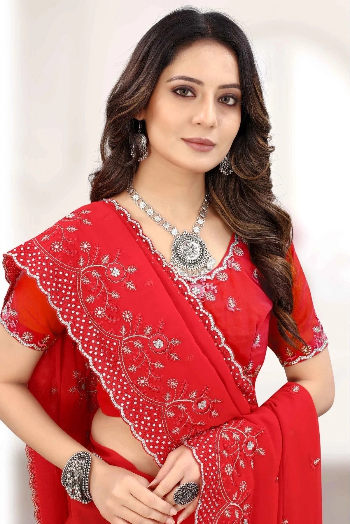 Red Colour Georgette Designer Saree SD1120848 A