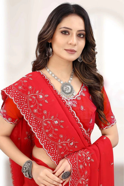 Red Colour Georgette Designer Saree SD1120848 A