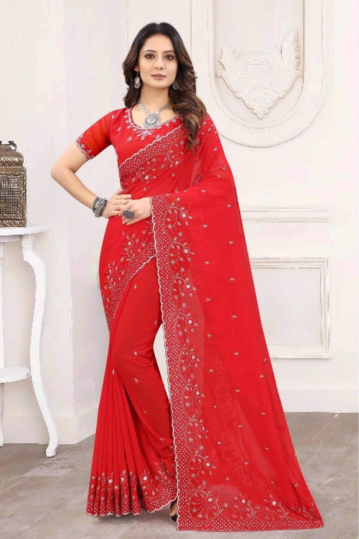 Red Colour Georgette Designer Saree SD1120848