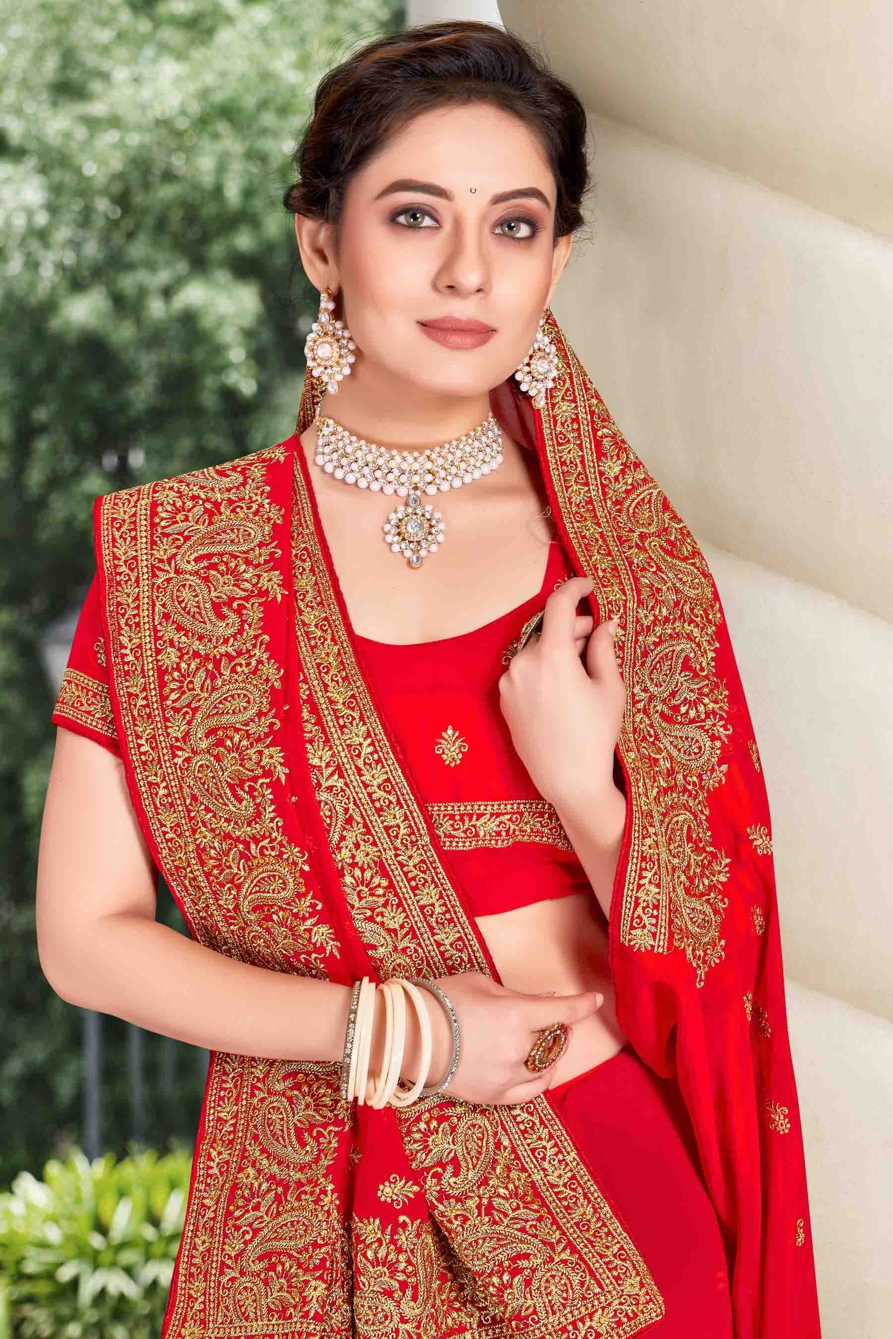 Red Colour Georgette Designer Saree SD1121128 A