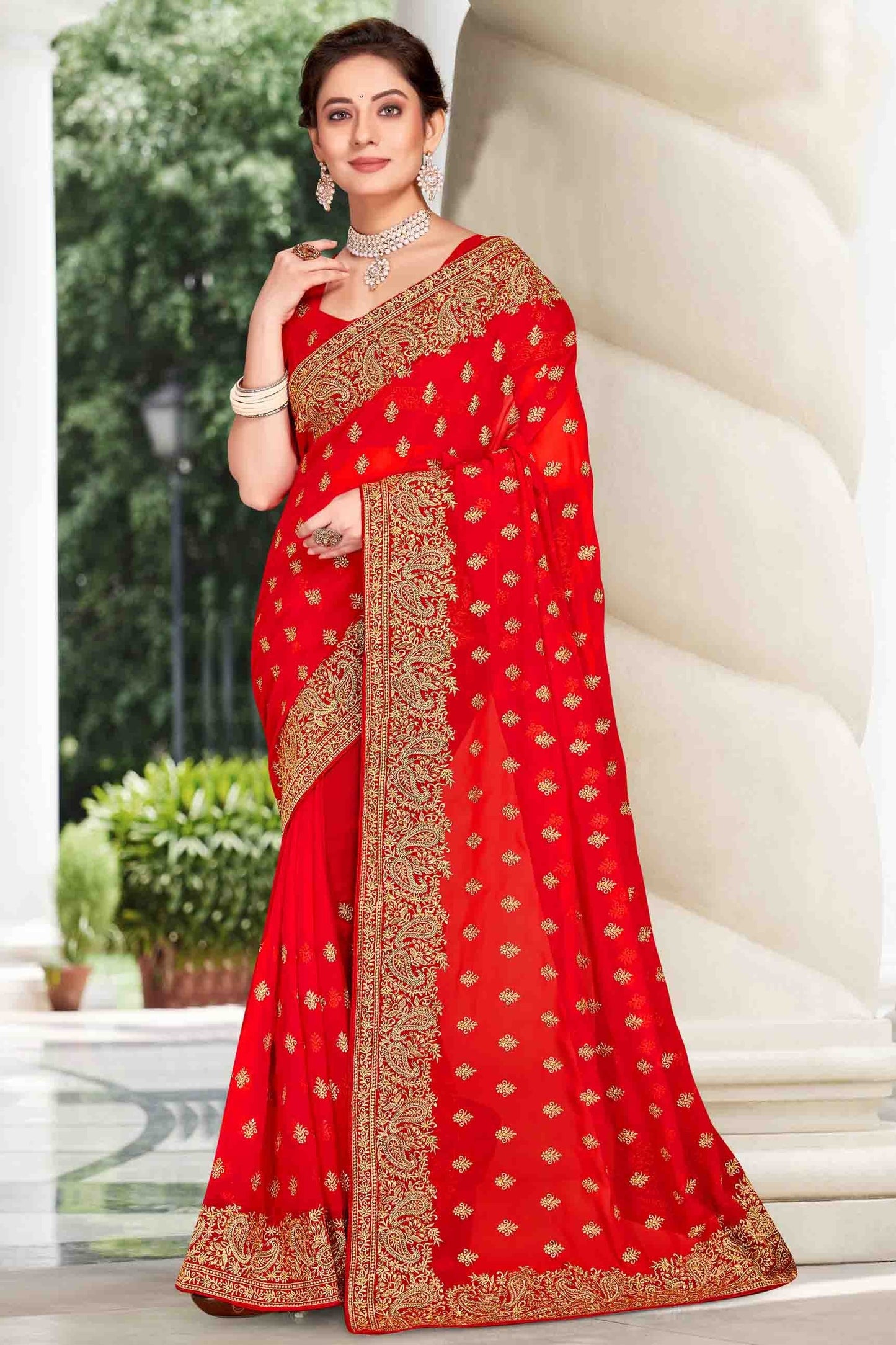 Red Colour Georgette Designer Saree SD1121128