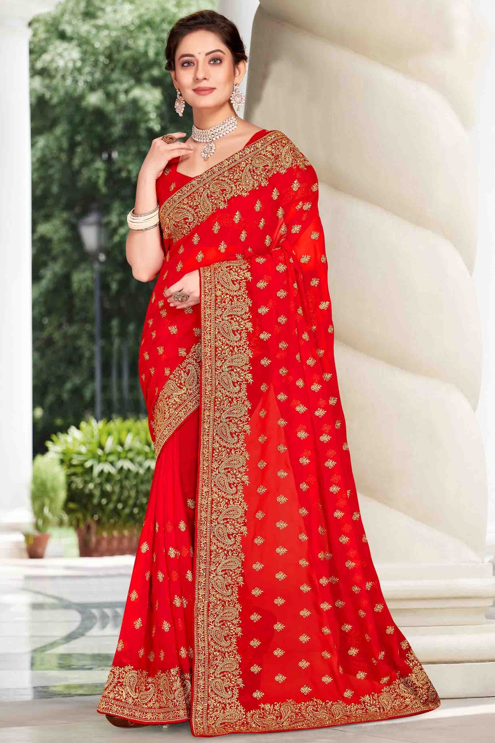 Red Colour Georgette Designer Saree SD1121128