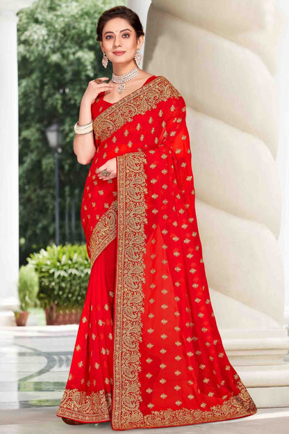 Red Colour Georgette Designer Saree SD1121128
