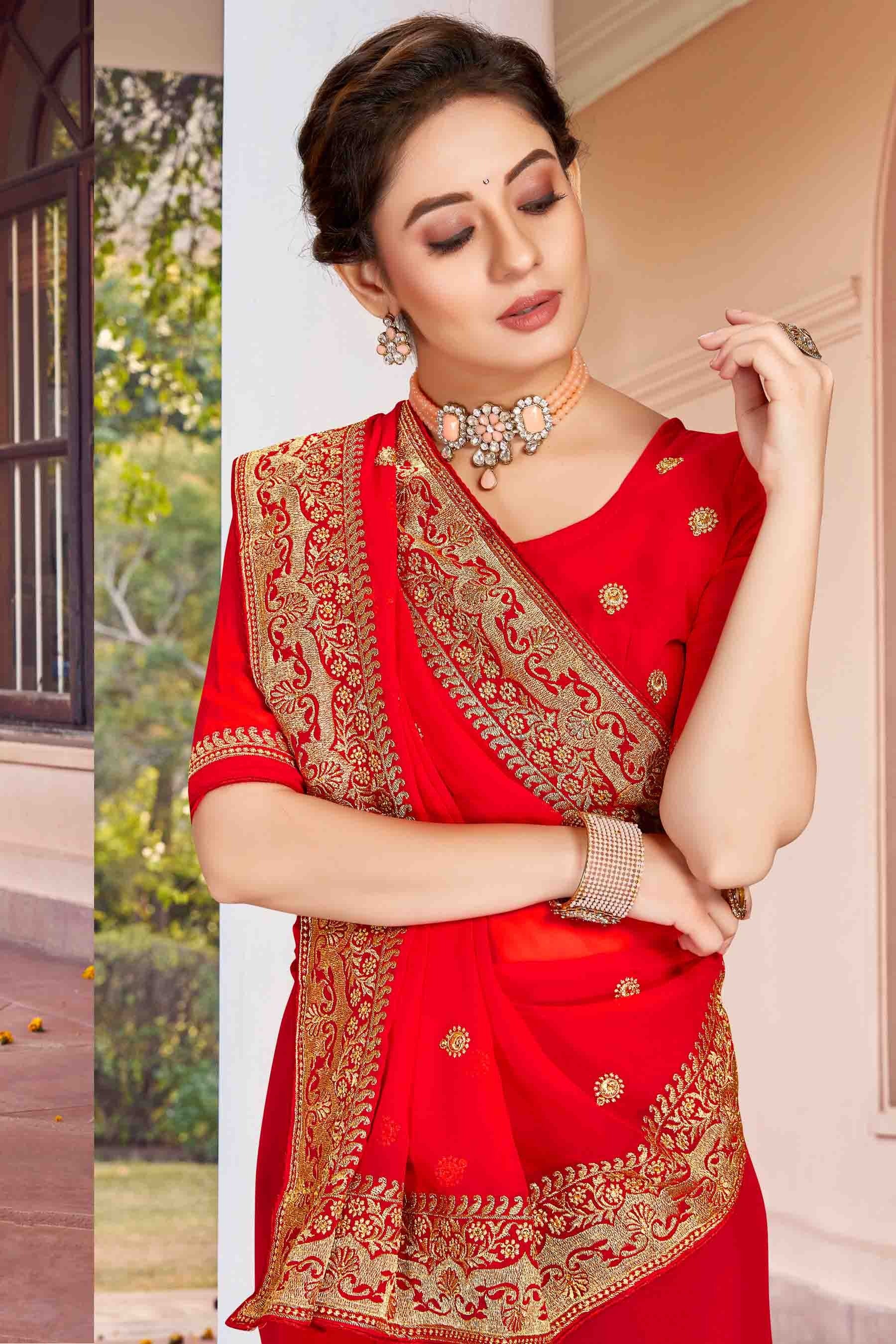 Red Colour Georgette Designer Saree SD1121138 A