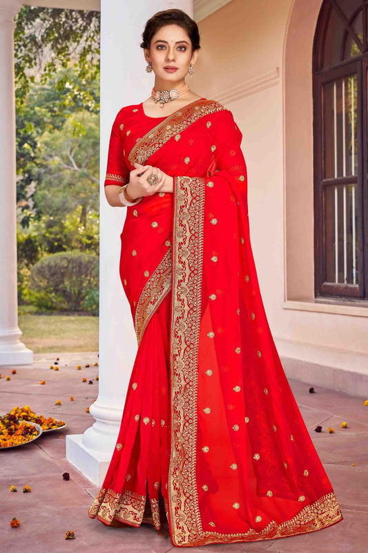 Red Colour Georgette Designer Saree SD1121138