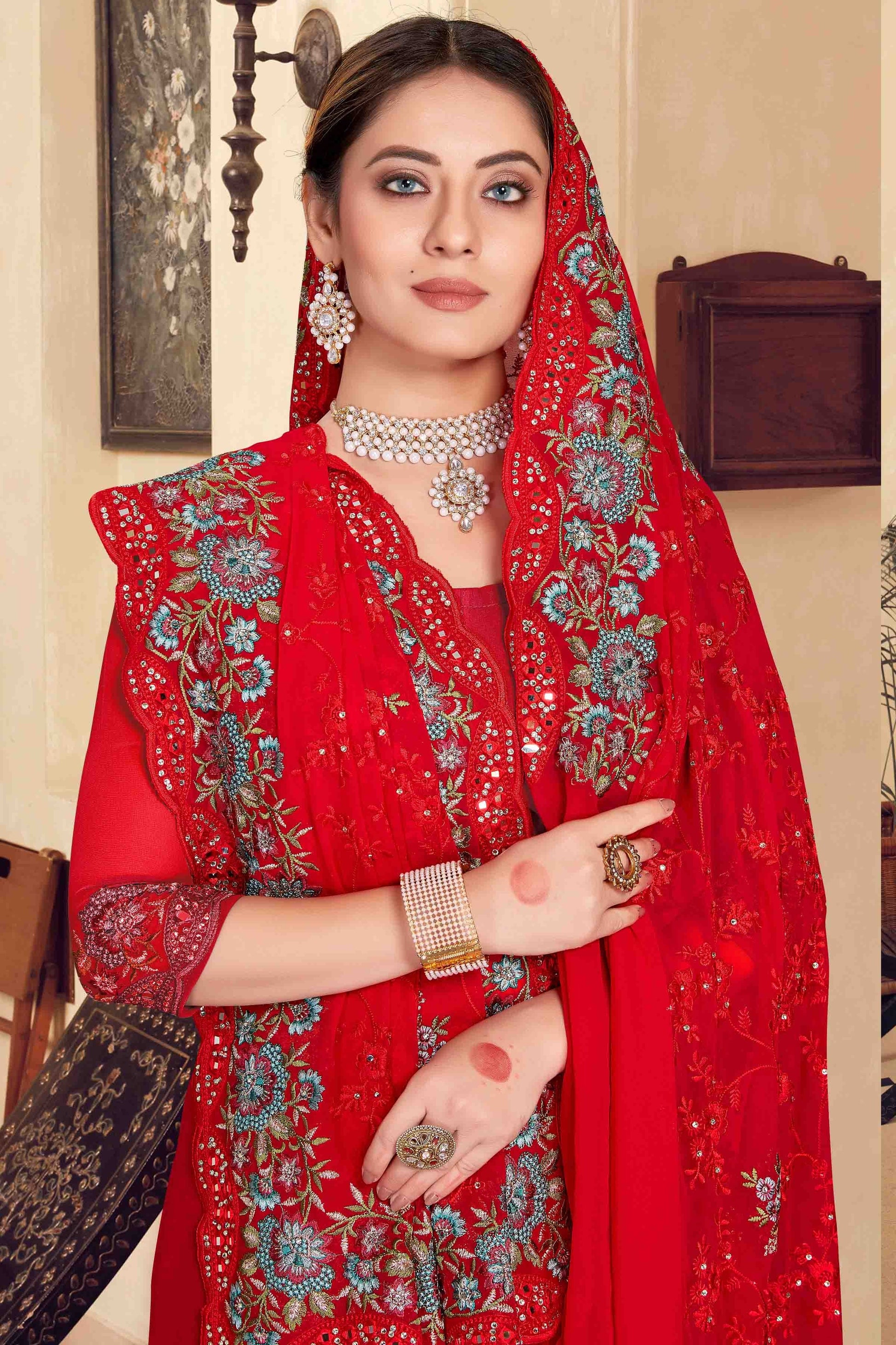 Red Colour Georgette Designer Saree SD1121149 A