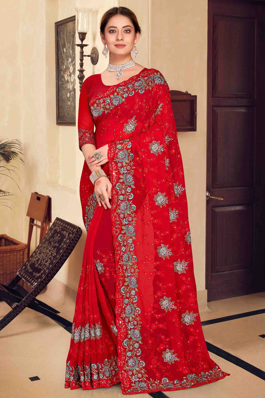 Red Colour Georgette Designer Saree SD1121149