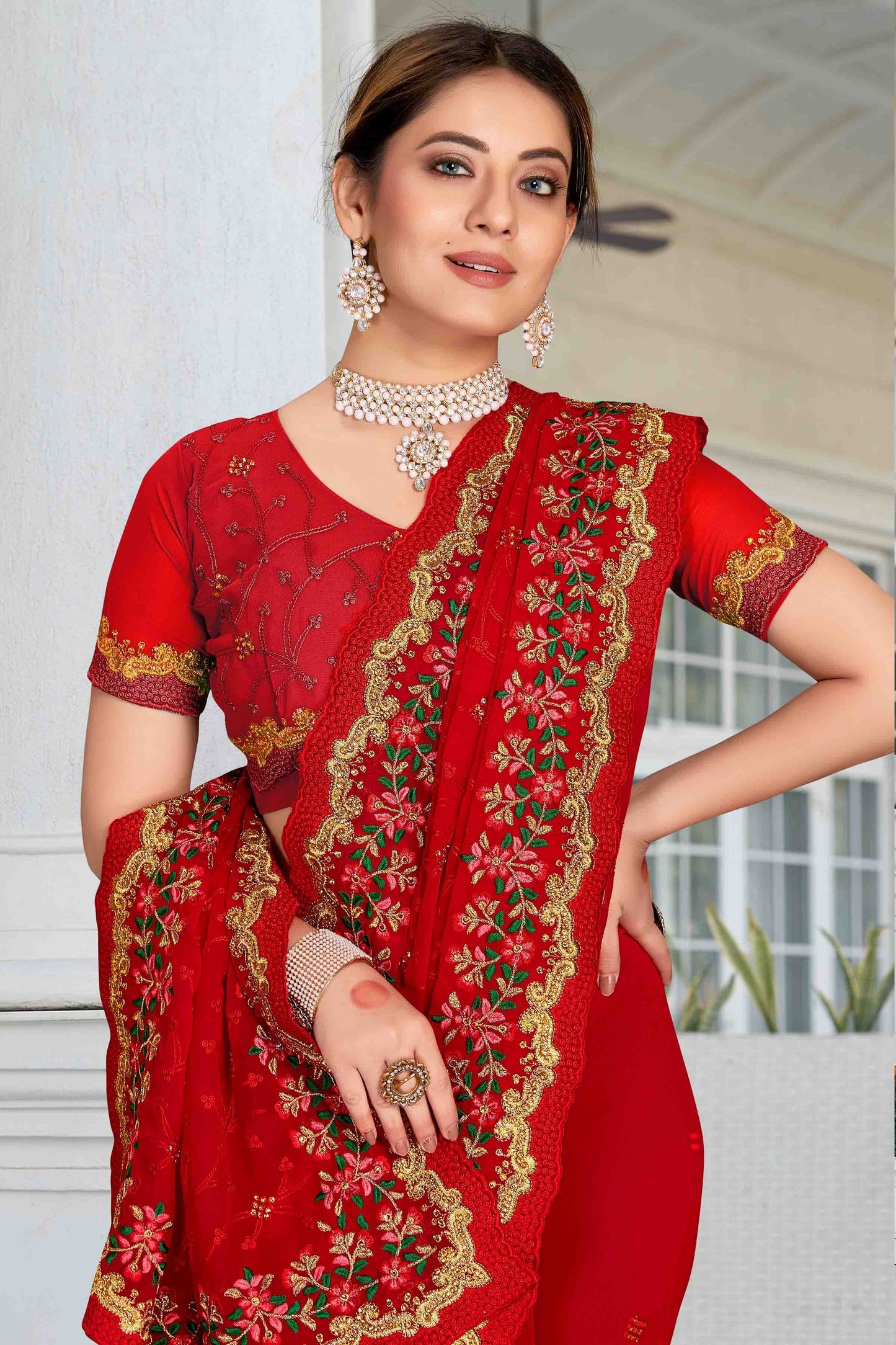 Red Colour Georgette Designer Saree SD1121159 A