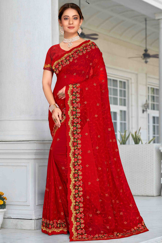 Red Colour Georgette Designer Saree SD1121159