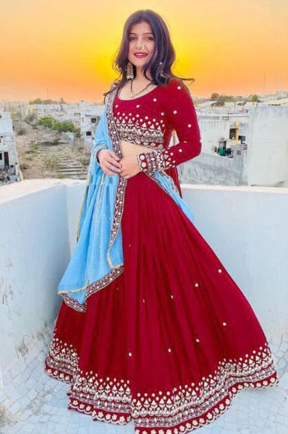 Red Colour Georgette Embroidery Lehenga Choli LC1020145