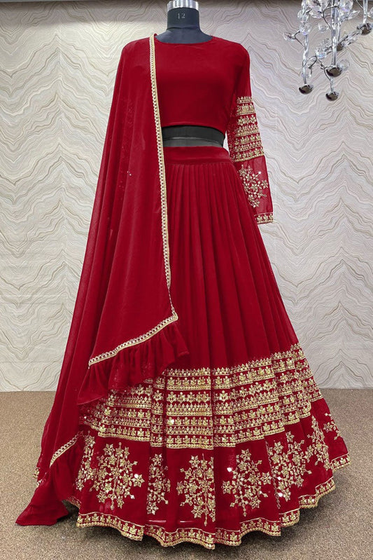 Red Colour Georgette Embroidery Lehenga Choli LC1020159