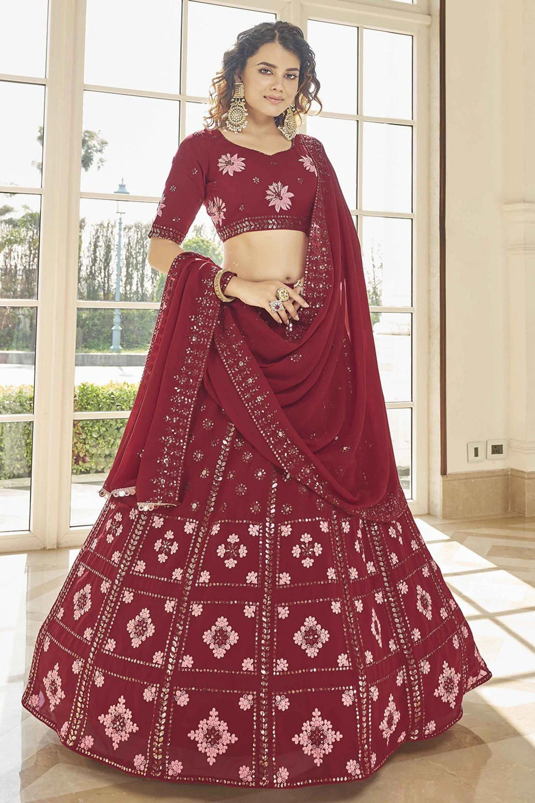 Red Colour Georgette Embroidery Lehenga Choli LC1150129 A