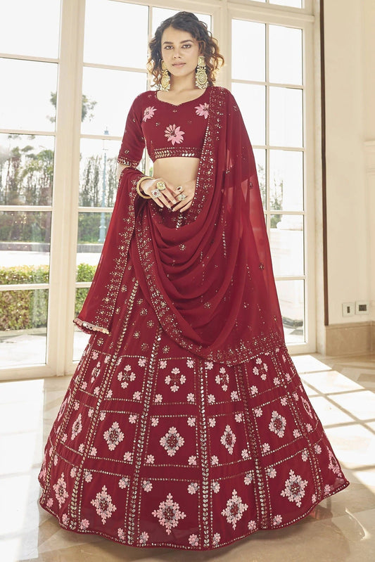 Red Colour Georgette Embroidery Lehenga Choli LC1150129