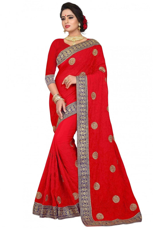 Red Colour Georgette Embroidery Saree SD1120120