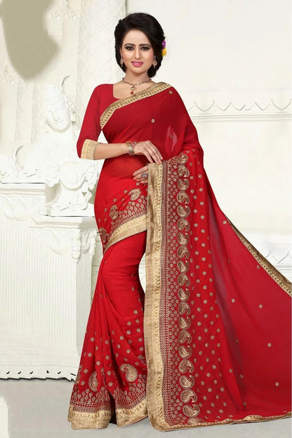 Red Colour Georgette Party Wear Saree SD1120403
