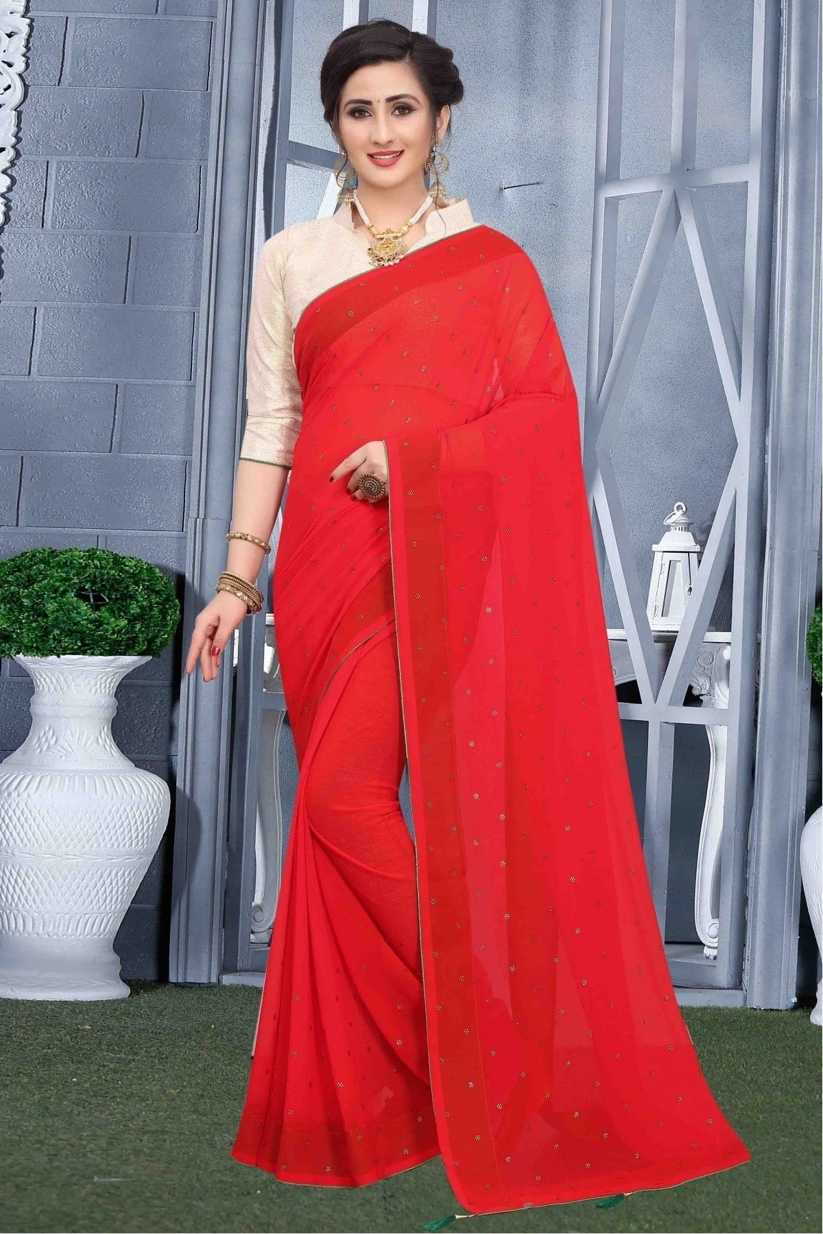 Red Colour Georgette Party Wear Saree SD1120573