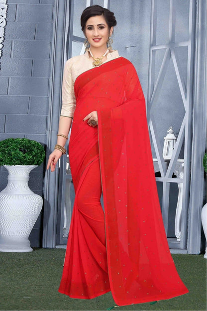 Red Colour Georgette Party Wear Saree SD1120573