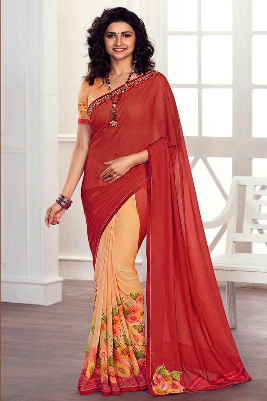Red Colour Georgette Printed Saree SD1180063