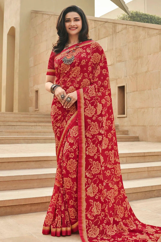 Red Colour Georgette Printed Saree SD1180072