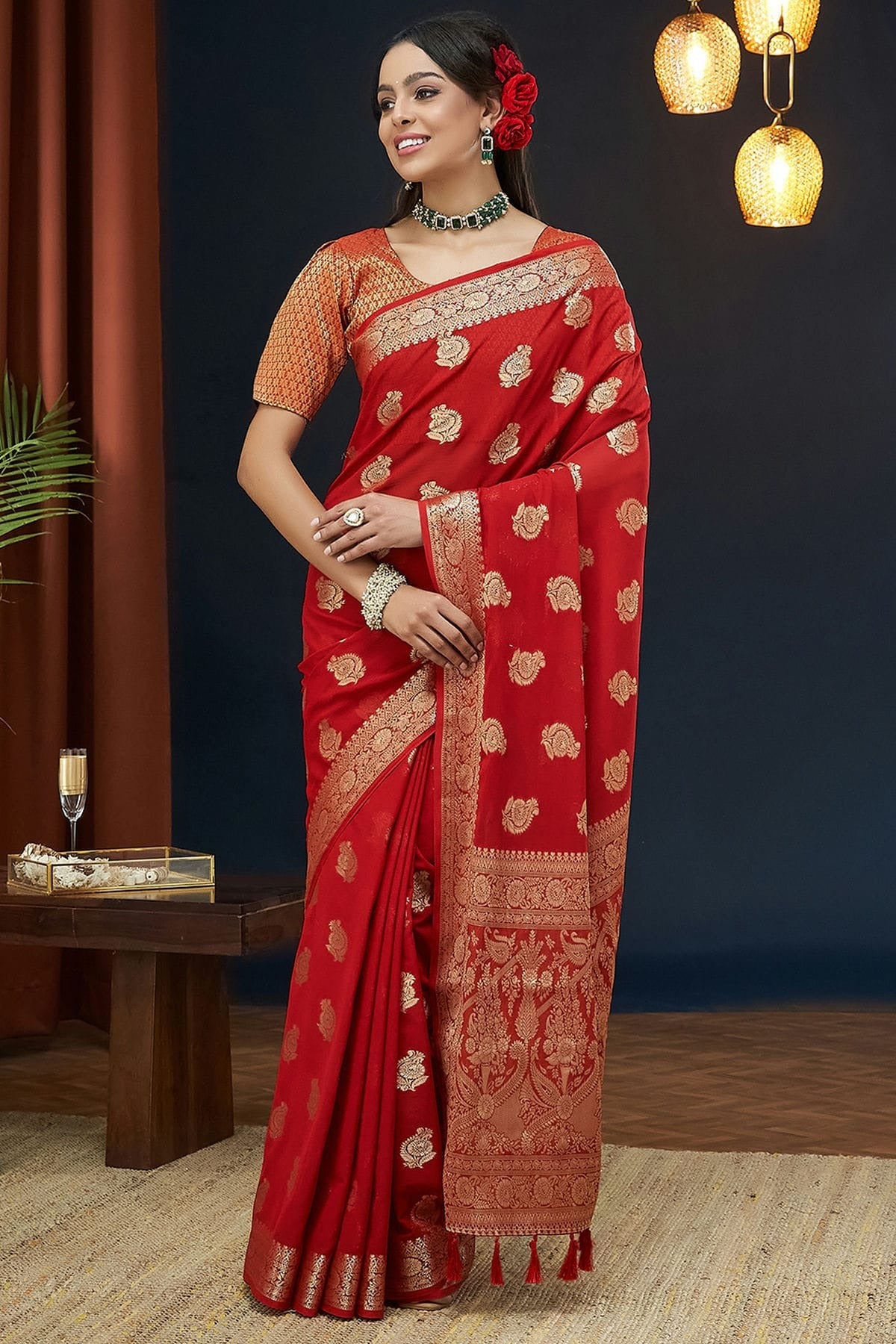 Red Colour Georgette Traditional Saree SD1112130