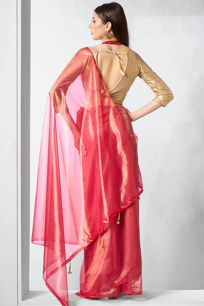 Red Colour Gold Tissue Net Designer Saree SD1111714 A