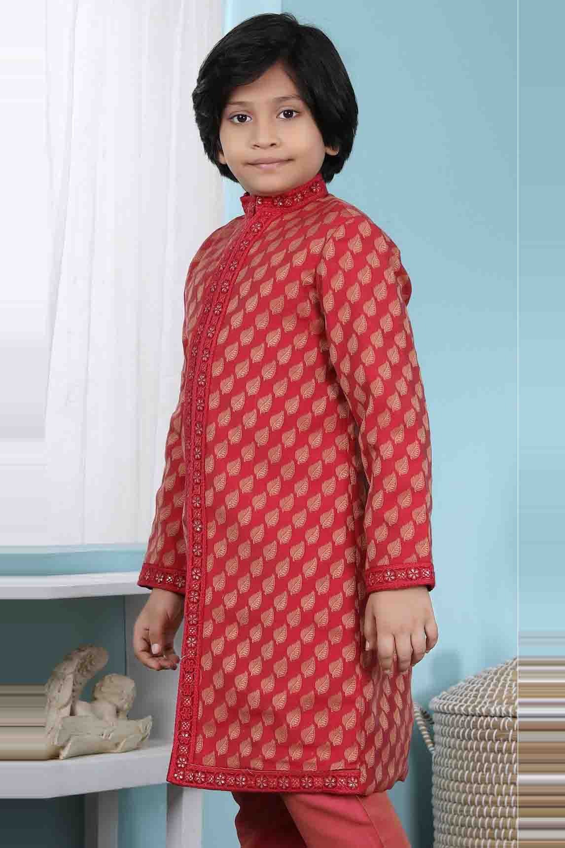 Red Colour Handloom Silk Jacket BW1070127 A