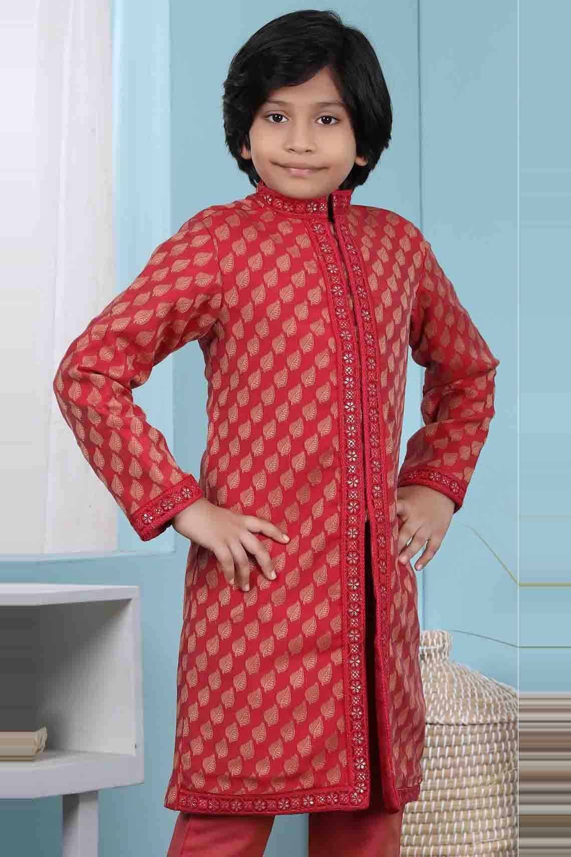 Red Colour Handloom Silk Jacket BW1070127 B