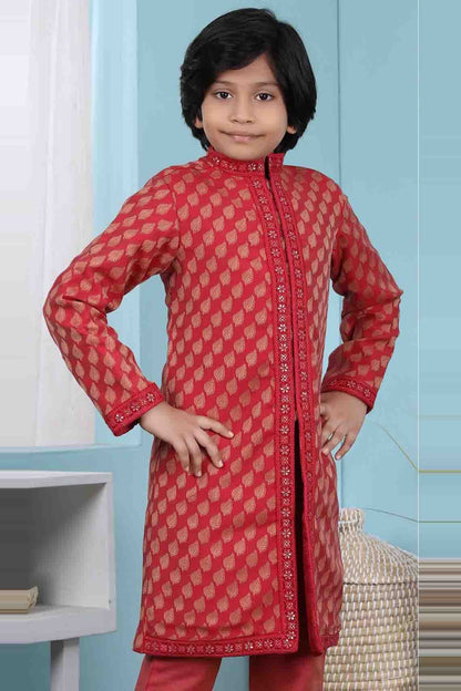 Red Colour Handloom Silk Jacket BW1070127 B