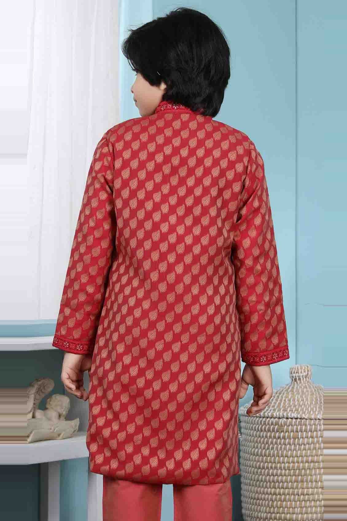 Red Colour Handloom Silk Jacket BW1070127 C