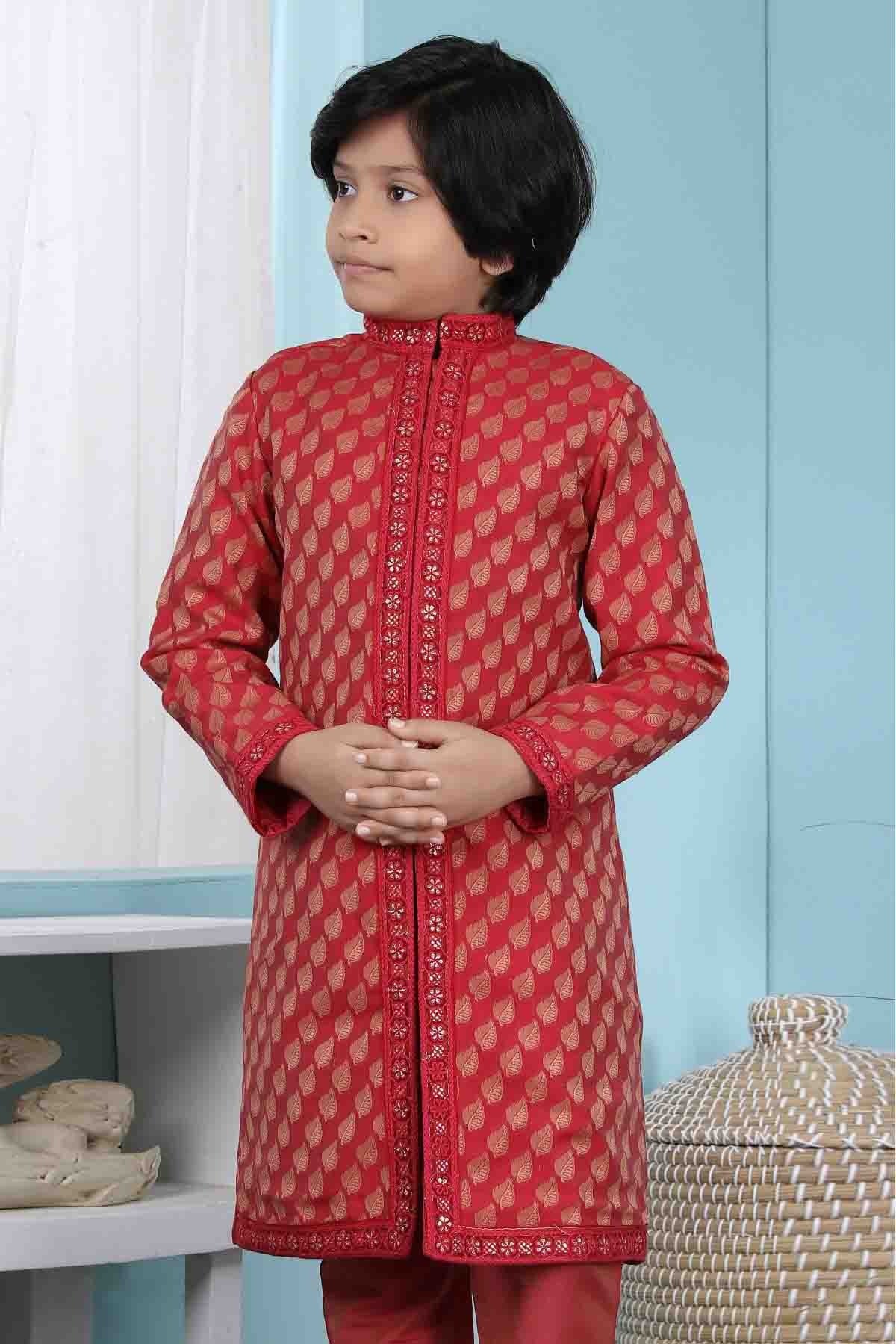 Red Colour Handloom Silk Jacket BW1070127