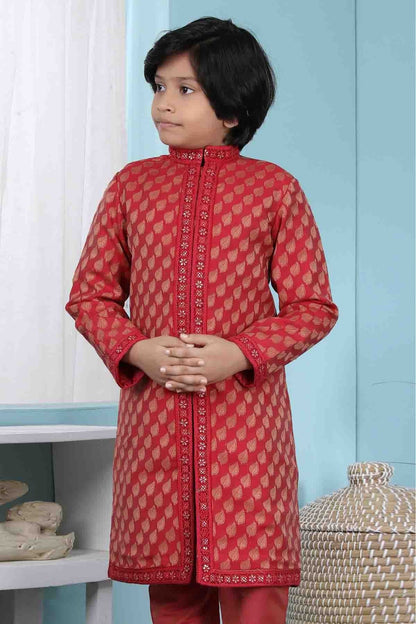 Red Colour Handloom Silk Jacket BW1070127