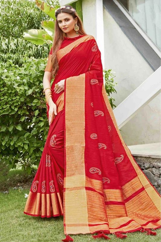 Red Colour Handloom Silk Traditional Saree SD1100009