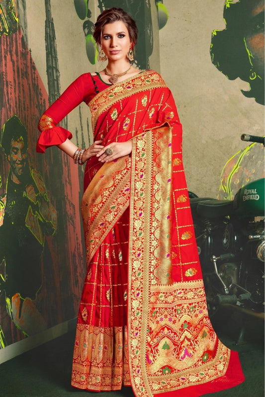 Red Colour Jacquard Silk Traditional Saree SD1100095