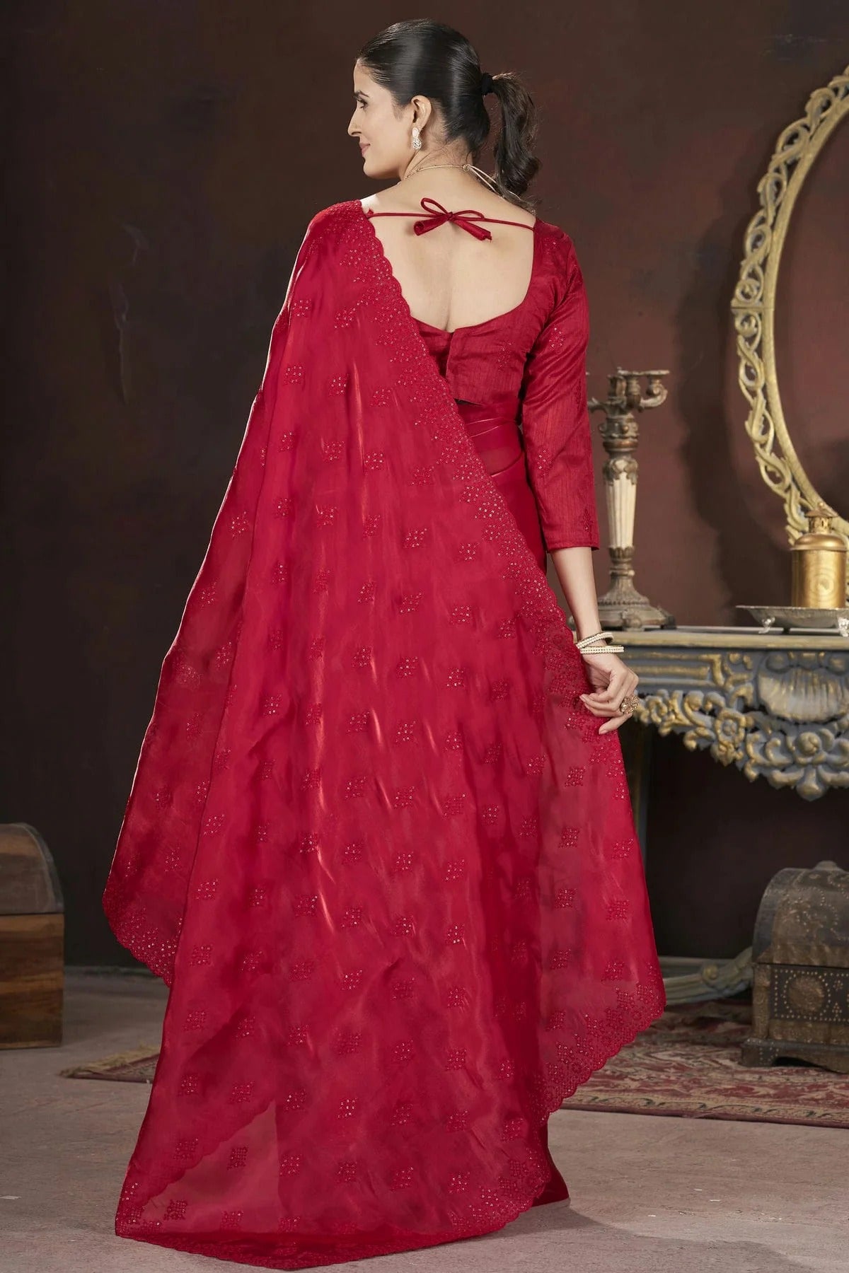 Red Colour Jimmy Choo Designer Saree SD1112584 A