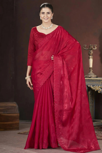 Red Colour Jimmy Choo Designer Saree SD1112584