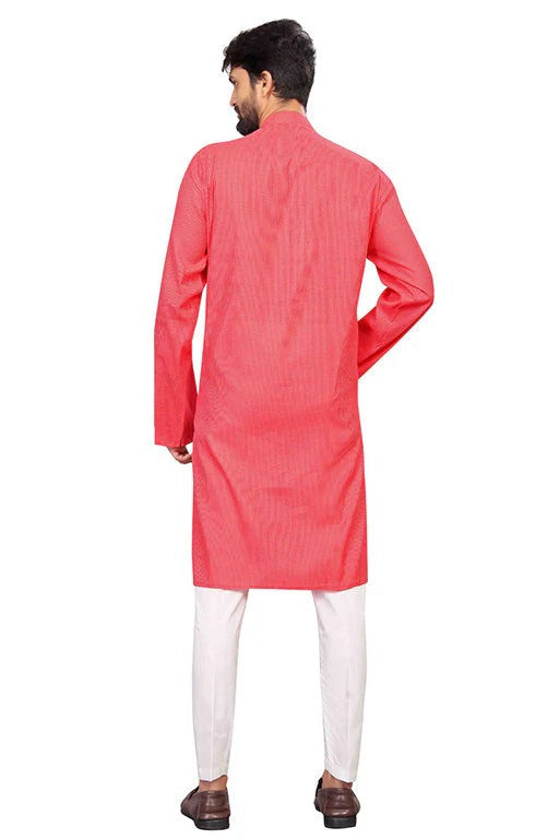 Red Colour Kurta Pajama In Cotton KP1210194 A