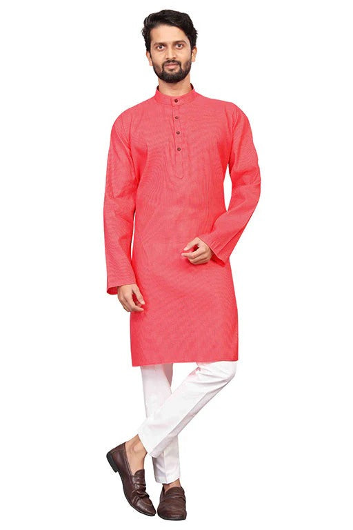 Red Colour Kurta Pajama In Cotton KP1210194