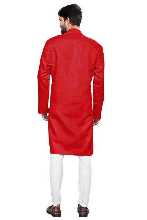 Red Colour Kurta Pajama In Cotton KP1210208 A