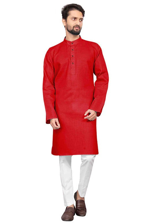 Red Colour Kurta Pajama In Cotton KP1210208