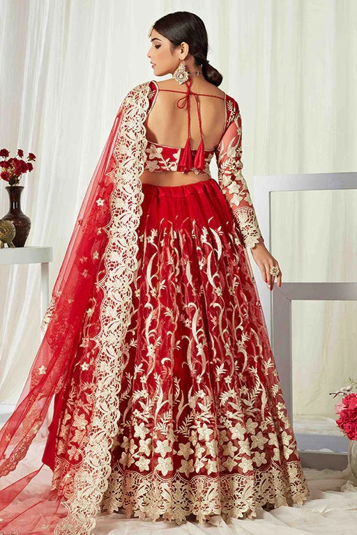 Red Colour Net Designer Lehenga Choli LC1240008 A
