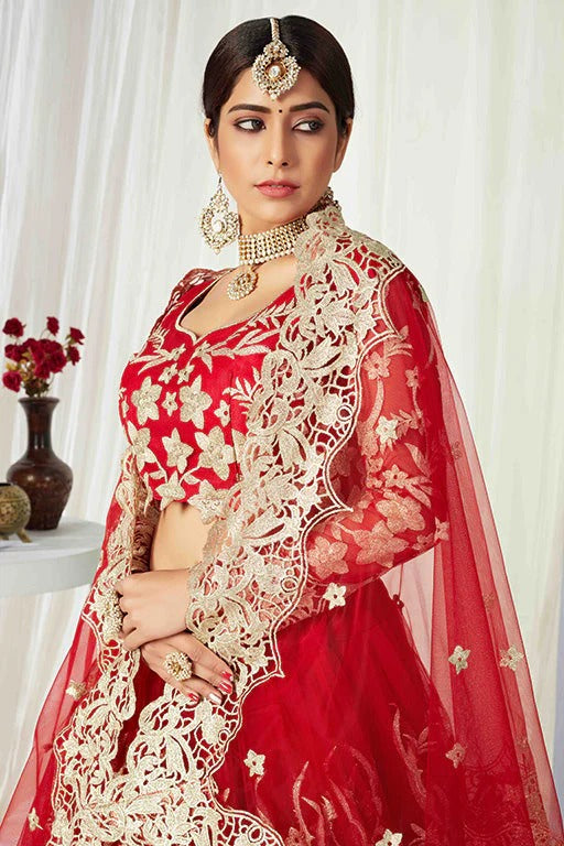 Red Colour Net Designer Lehenga Choli LC1240008 B