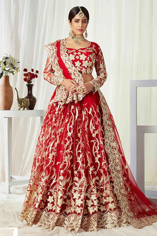 Red Colour Net Designer Lehenga Choli LC1240008