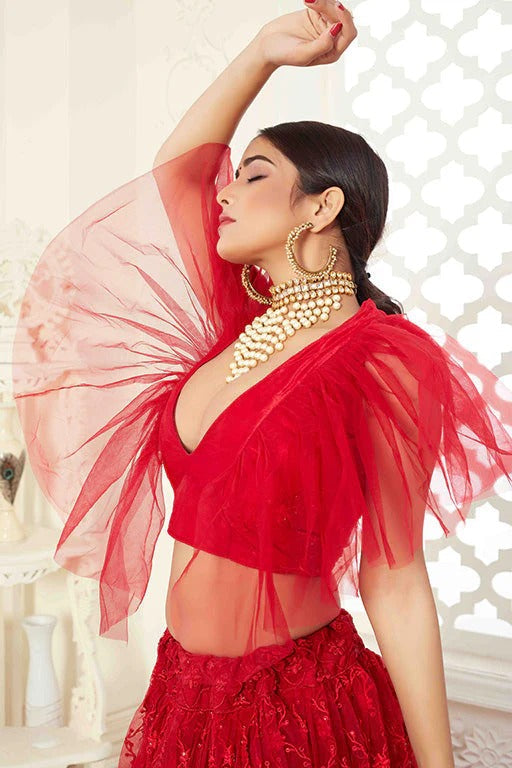 Red Colour Net Designer Lehenga Choli LC1240032 B