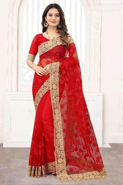 Red Colour Net Designer Saree SD1120838