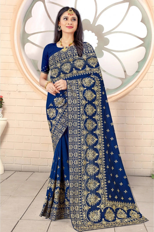 Red Colour Net Embroidery Saree SD1090383