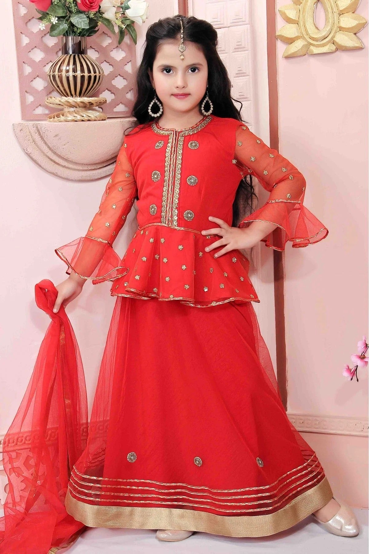 Red Colour Net Party Wear Lehenga Choli GW1070010
