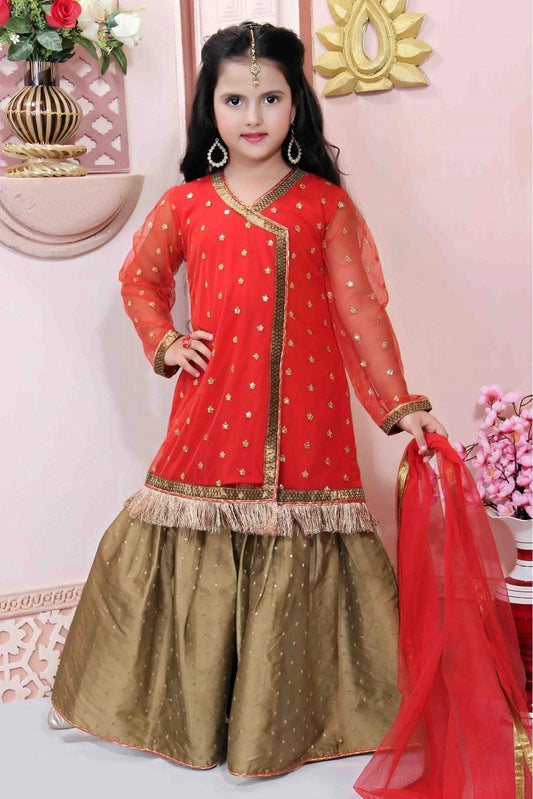 Red Colour Net Party Wear Sharara Suit GW1070014