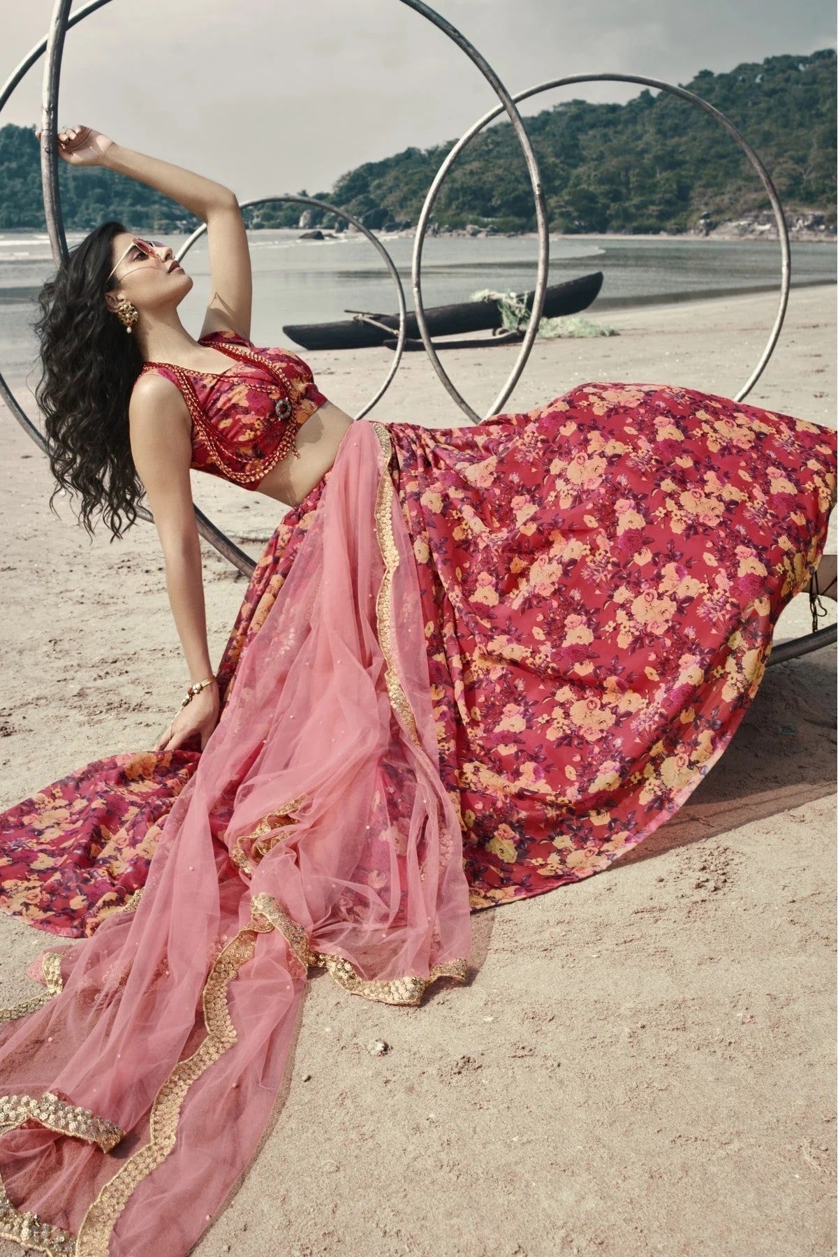 Red Colour Organza Printed Lehenga Choli LC1080630 A