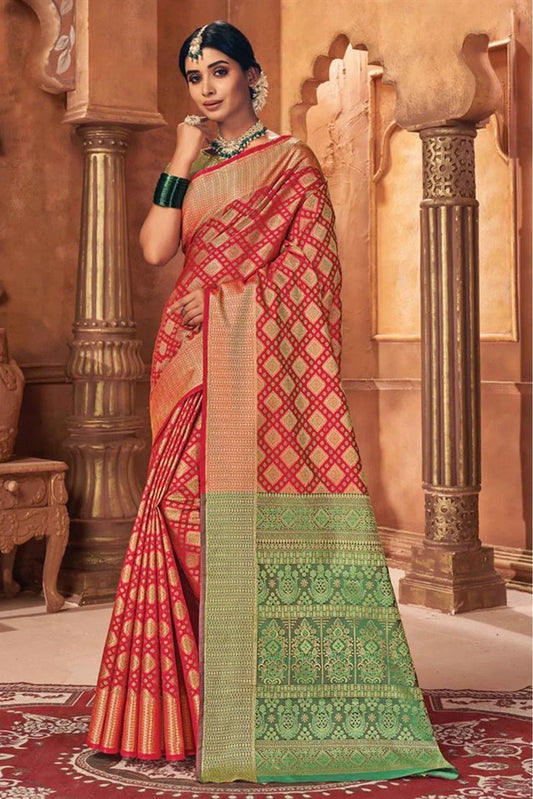Red Colour Patola Silk Woven Saree SD1100459